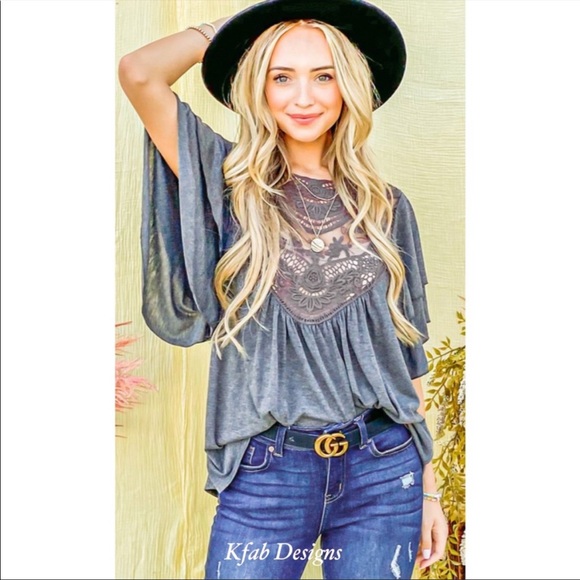 ❤️LAST ONE! Boho Double Sleeve Super Soft Knit Front Lace Detail Top! - Picture 3 of 10